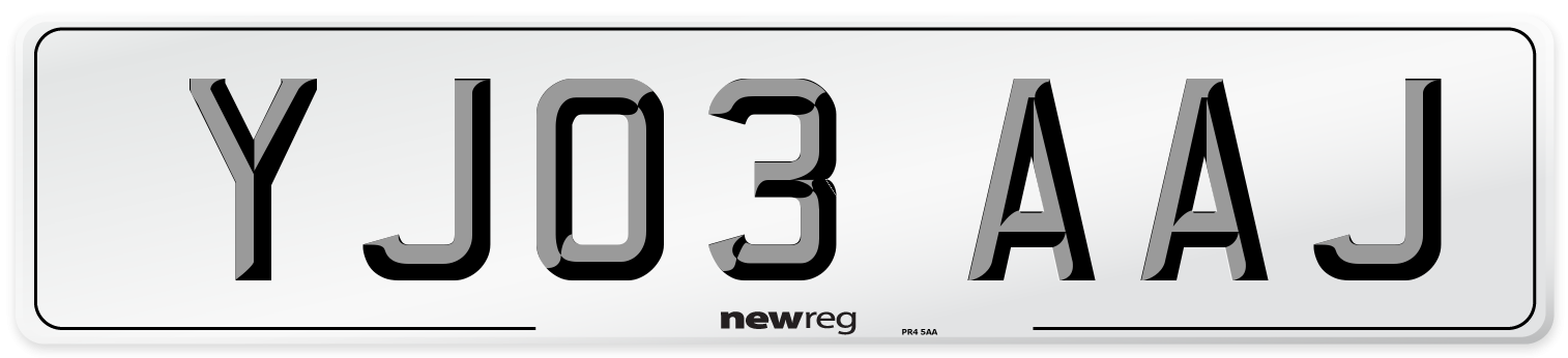YJ03 AAJ Number Plate from New Reg